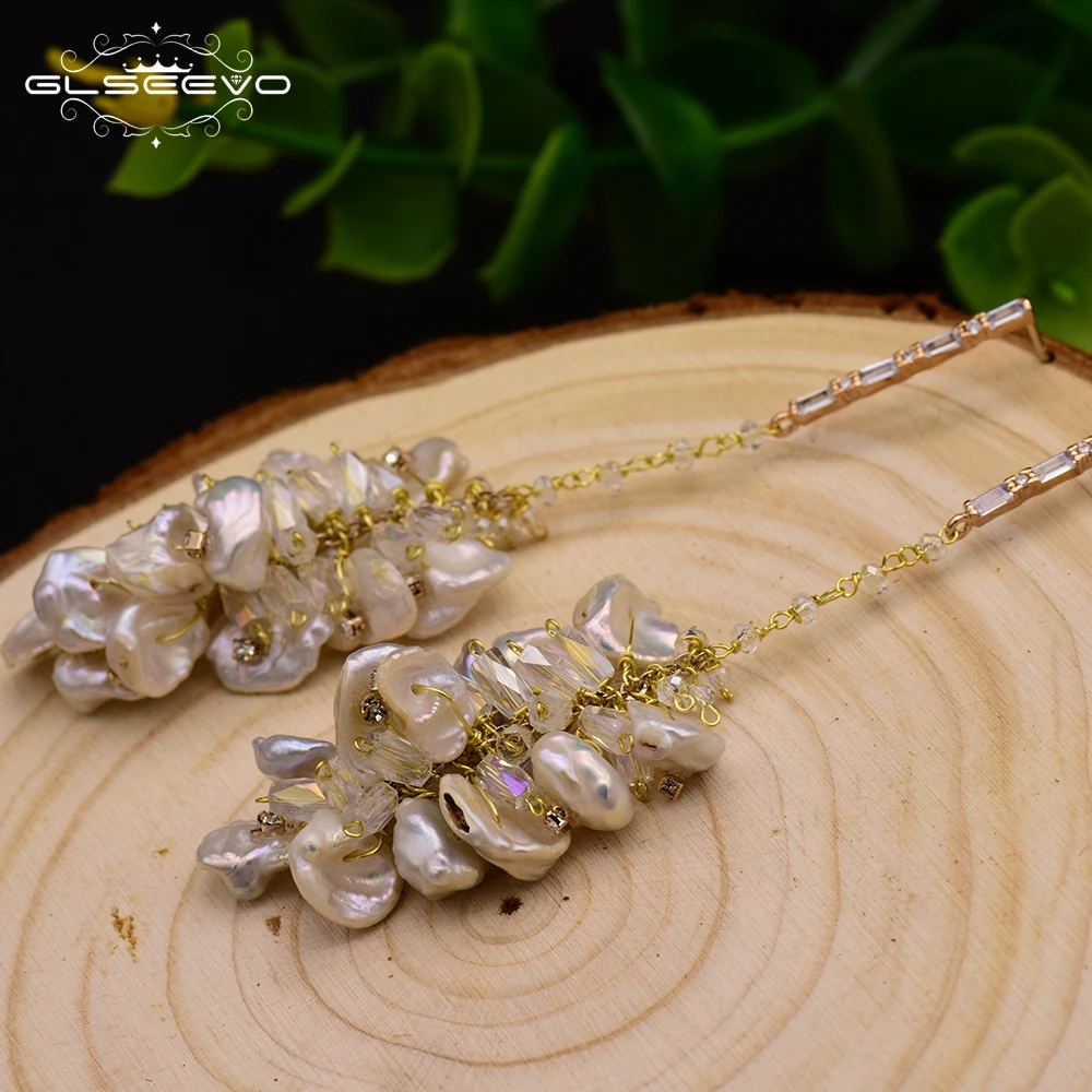 Женские серьги капельки GLSEEVO из натурального барокко жемчужина ручной работы в