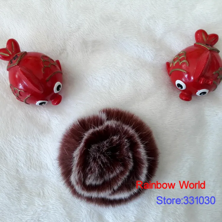 Free shipping Genuine Brown Rabbit hair Fur Rose flower Brooch for coat corsage Fashion DIY accessories 2 Pieces/lot | Дом и сад
