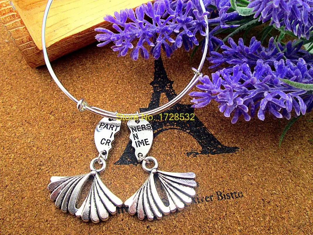 3pcs/lot Hot sale diameter 65mm silver bracelets bangles with partner in crime with petal/leaf  jewelry for women