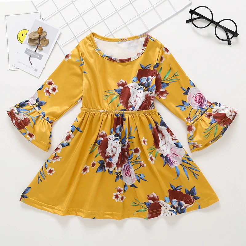 Одежда для маленьких девочек Новинка 2019 года платье с длинными рукавами и