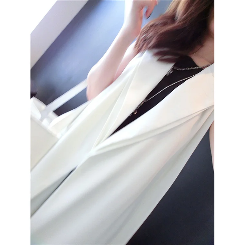 Женский жилет длинное белое черное пальто в европейском стиле безрукавка куртка