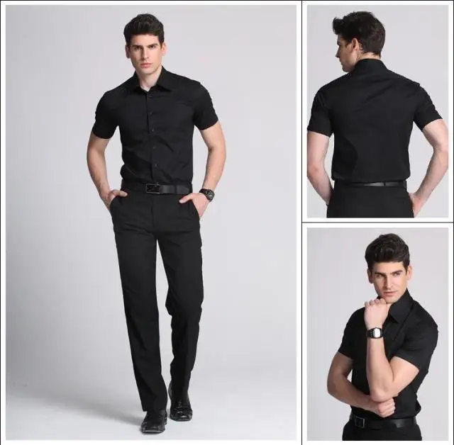 men's short sleeve button down collar dress shirts