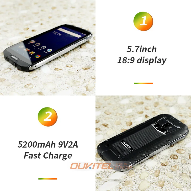 OUKITEL WP5000 5,7 дюймов Восьмиядерный 16 Мп+ 8 Мп IP68 Водонепроницаемый 18:9 4G смартфоны 6 ГБ ОЗУ 64 Гб ПЗУ Helio P25 9V2A мобильные телефоны