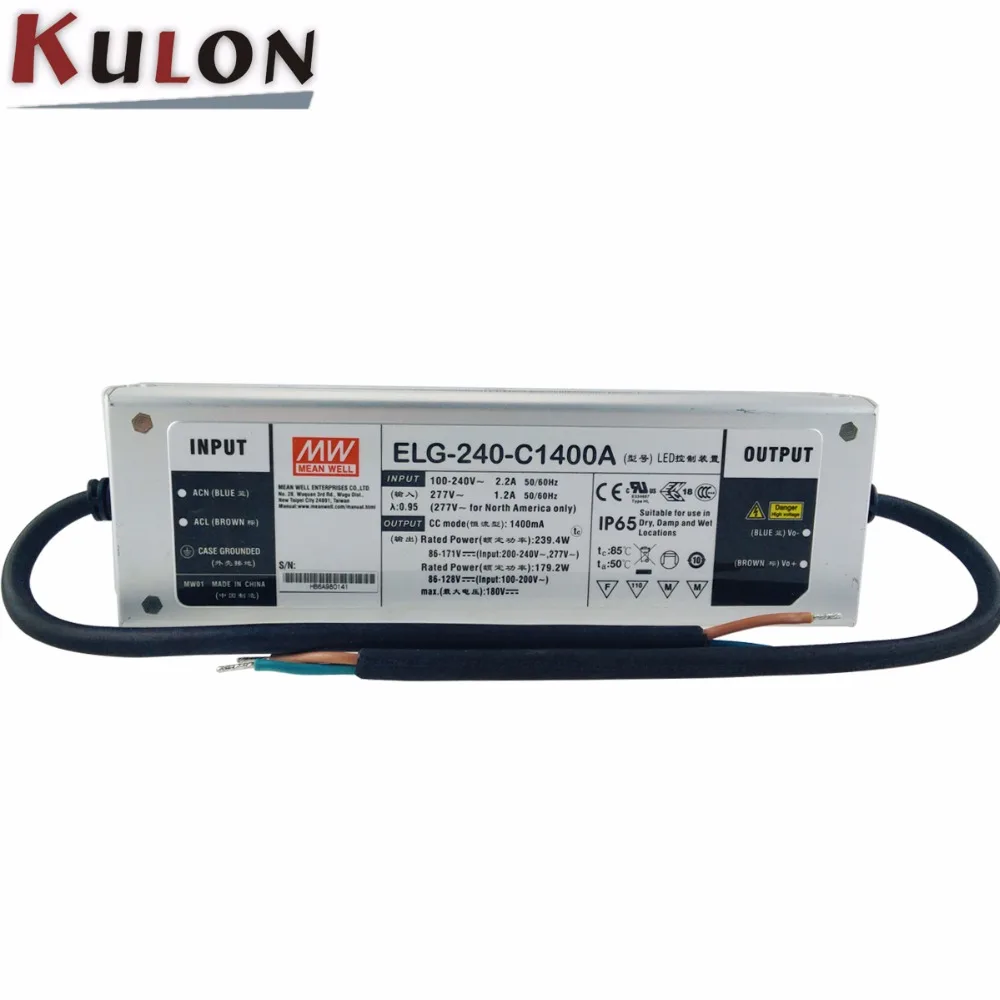 Оригинальный светодиодный привод Meanwell ELG-240-C1400A 1400 мА 240 Вт 180 в Высокий источник
