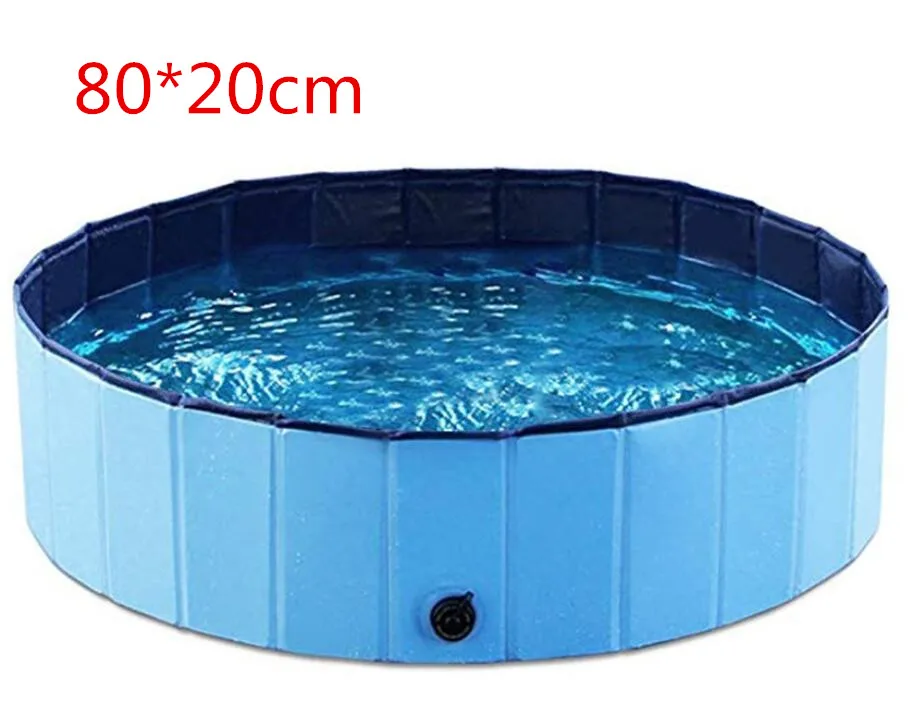 blue m Foldable Pool Dog Pet Swimming Pool For Dog Big-Size Collapsible 4 Seasons Pet Playing Washing Pond For Cat Large Dog Summer - Цвет: blue m