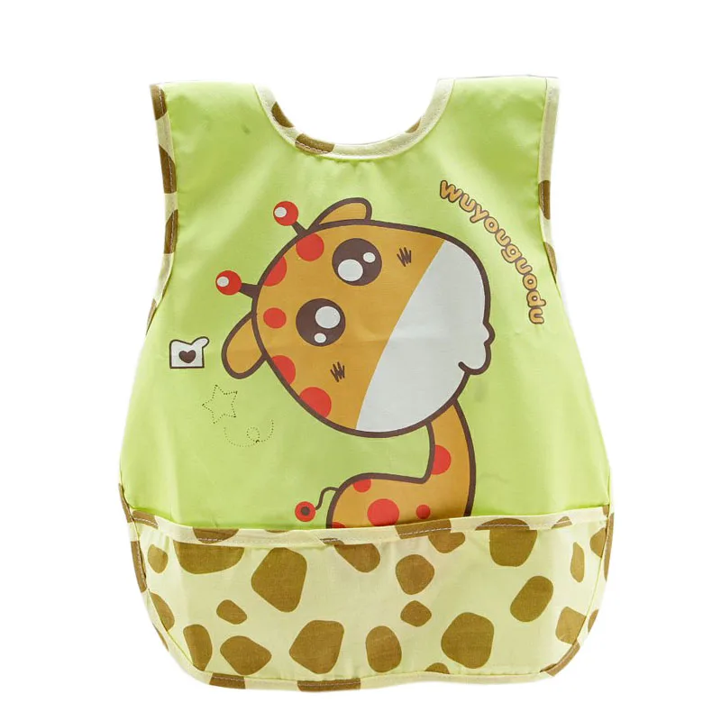 

2017New 2pcs 100%Cotton Baby Waterproof Bibs 0-2 Kids Burp Cloth High Quality Cartoon Giraffe Style Toddler Self Feeding Care