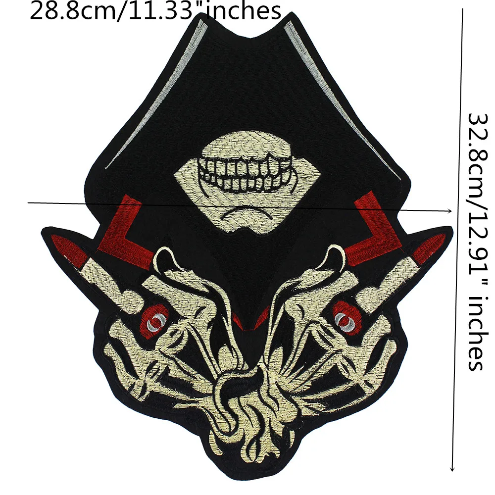 Punk Style Middle Finger Skeleton Gear Skull Patches Rock Appliques Iron on Jacket Biker Embroidery Badge A225 | Дом и сад