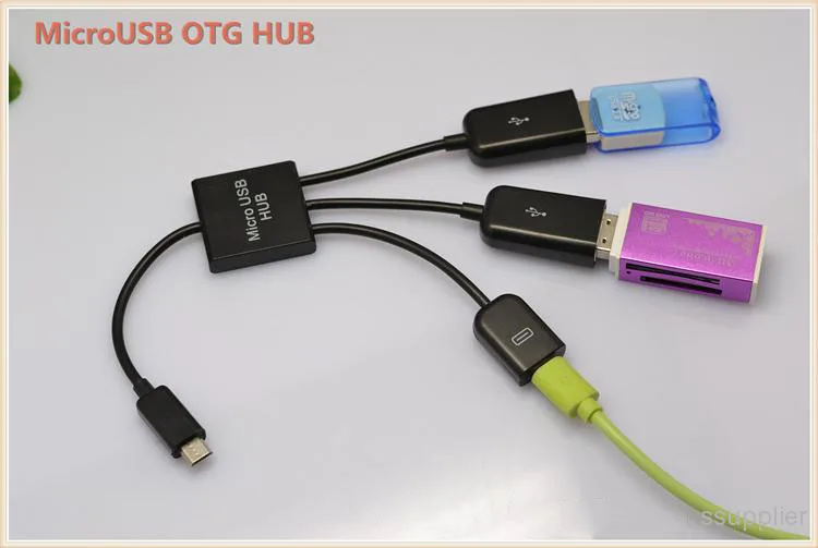 5Pin Micro B Male 2 портовый USB A Женский OTG Хост хаб разветвитель кабель для синхронизации