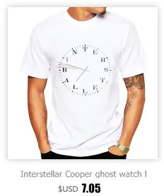 Interstellar Cooper ghost watch логотип значок Футболка мужская новая белая Повседневная футболка размера плюс homme сублимационная Футболка с принтом