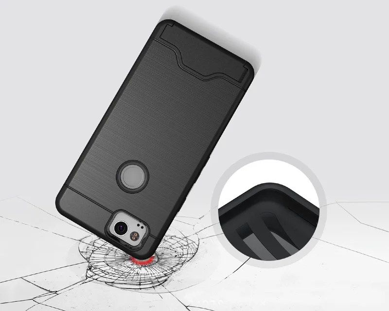 Для Google Pixel XL 2 шт. + силиконовый чехол с подставкой и отделением для кредитных карт