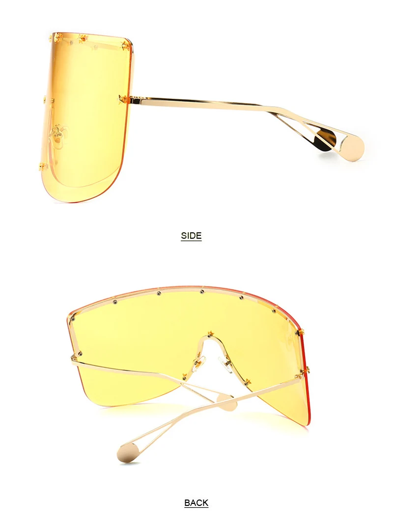 SHAUNA Oversize One Piece Cover men sunglasses steampunk Women Five-Points Star glasses punk Champagne Windproof Shades Men