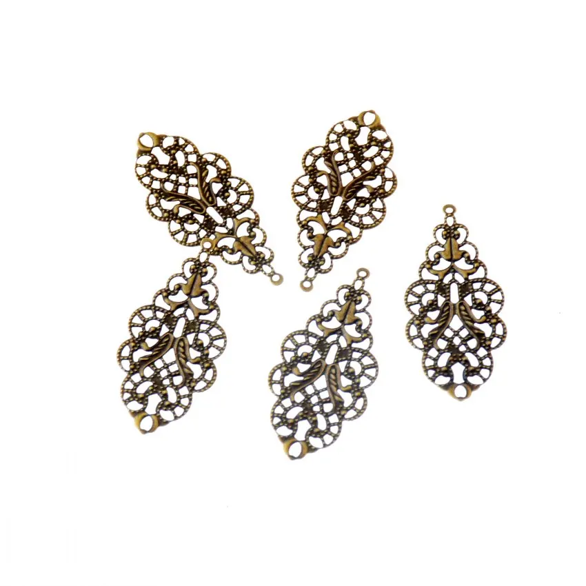 Филигранные соединители для украшения металла, бронзовые/Золотые, 43x20 мм, 20 шт.