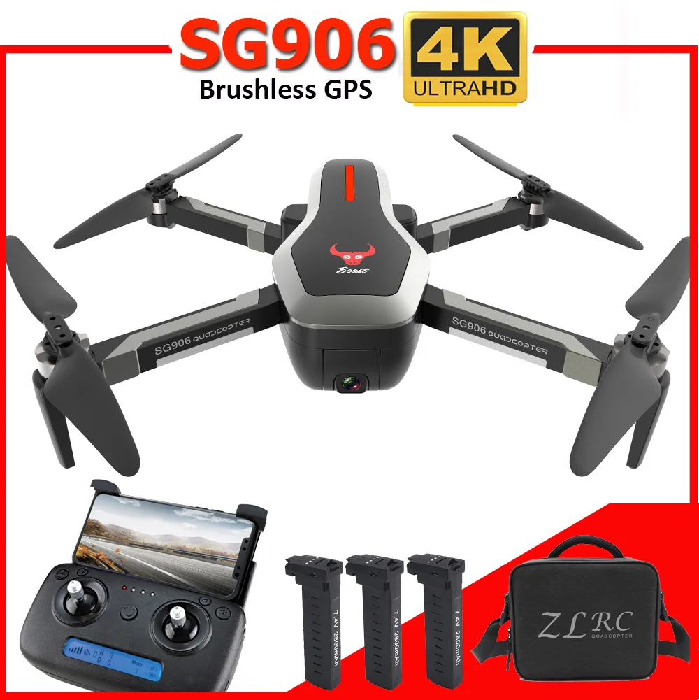 Дрон SG906 с GPS Wi Fi FPV 4K складной|Радиоуправляемые вертолеты| |