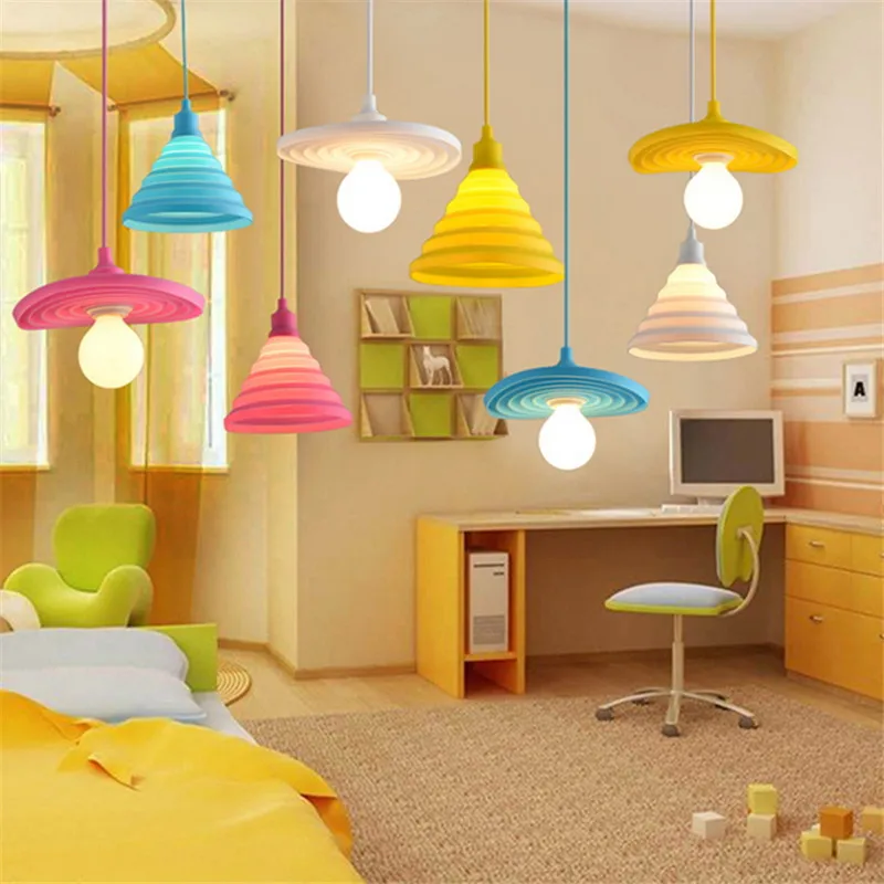 Colorful Led Pendant lights Vintage E27 Silicone Edison lustre Rope Restaurant Lamp light Dining Room Kitchen Hanglamps | Лампы и