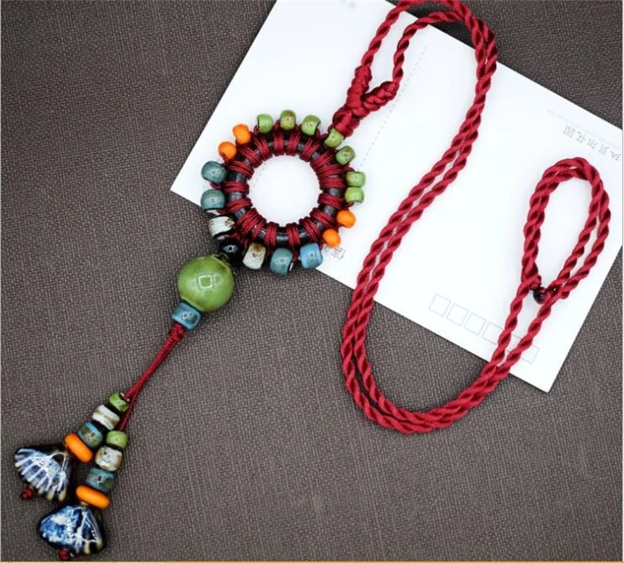 Женское ажурное керамическое ожерелье ручной работы в китайском стиле модный