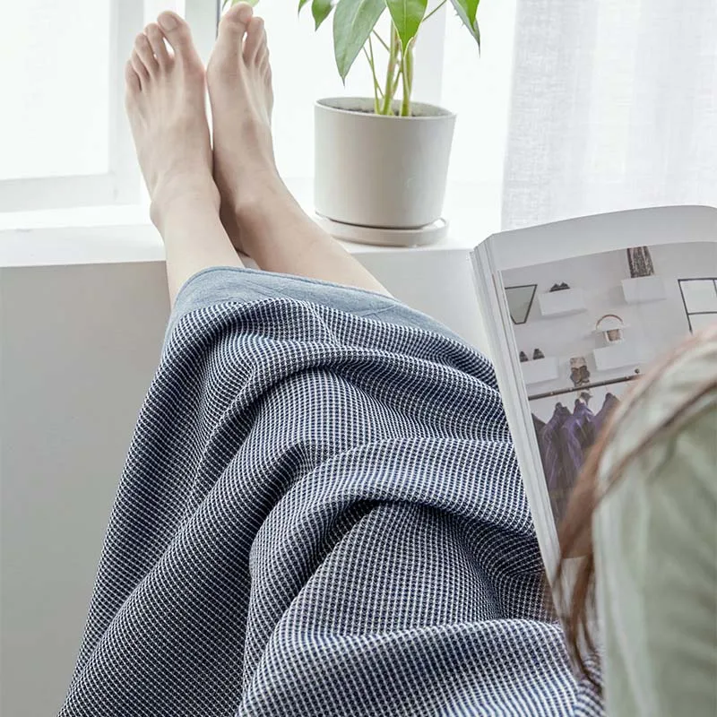 Soft Premium Cotton Thermal Throw Blanket Cozy Bedding Coverlet- Perfect for Layering any Bed Sofa Car Lightweight Breathable