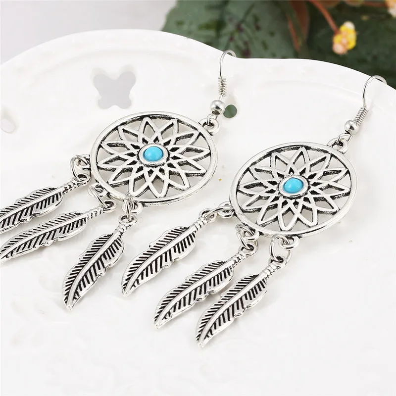 2019 летние стильные винтажные серьги-подвески из сплава с листьями и бусинами