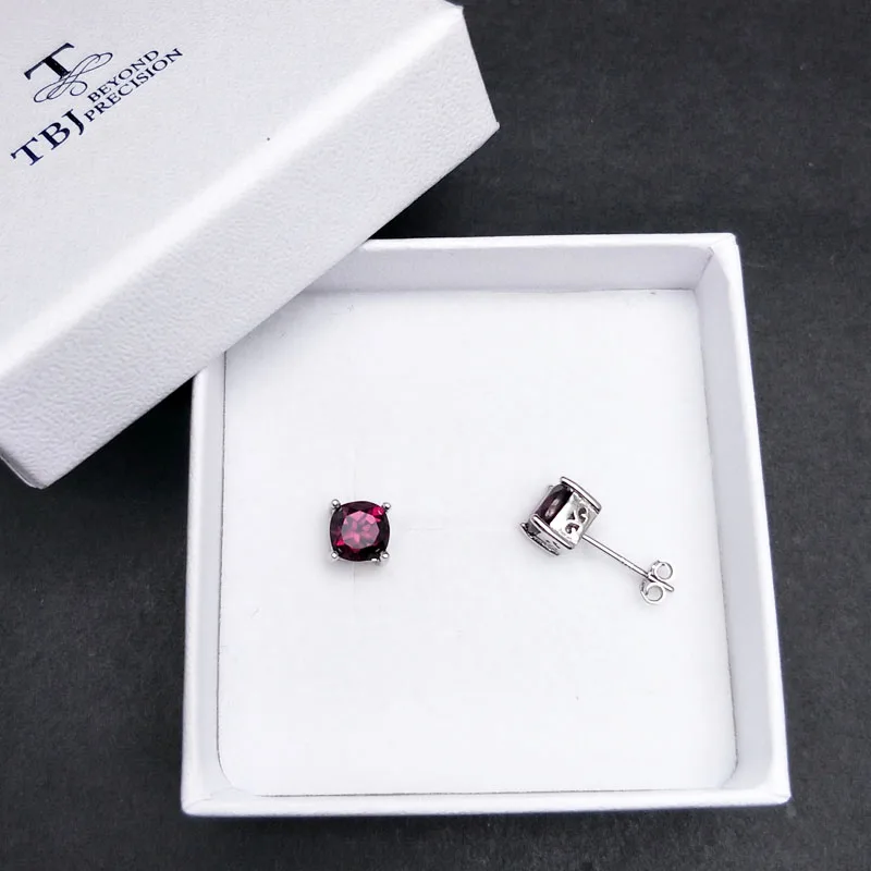 Женские серьги с натуральным родолитным гранатом TBJ Подарочные ювелирные