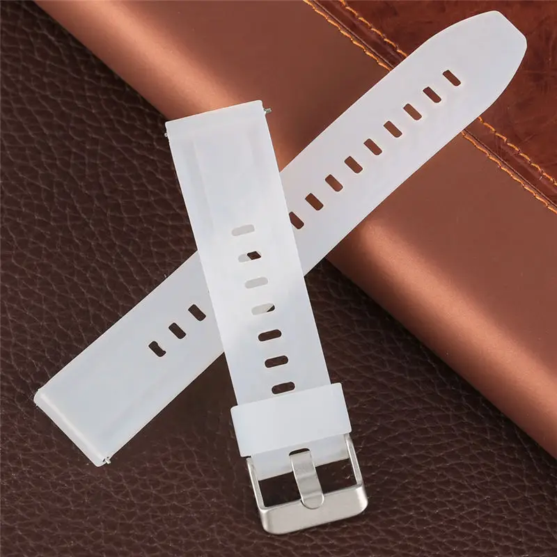 

18mm 20mm 22mm 24mm White Silicone Watch Strap Waterproof Waterproof Wristwatch Band Stainless Steel Pin Buckle Women