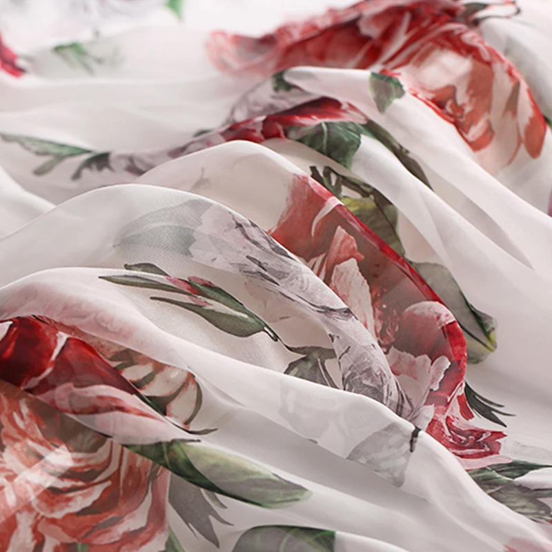 Высококачественная изготовленная на заказ пион Цифровая печатная 100% шелковая