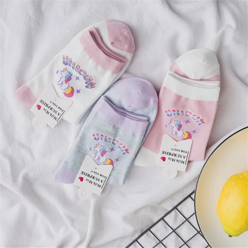 Носки женские хлопковые в японском стиле милые повседневные с рисунком