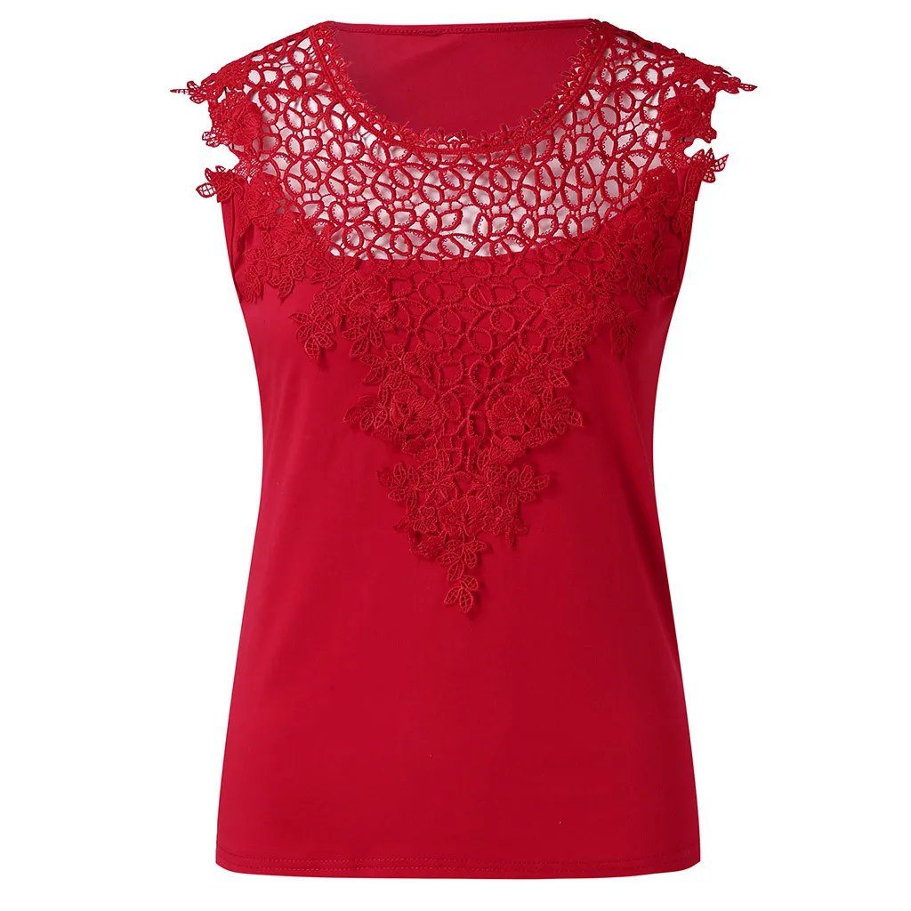 Женская кружевная блузка без рукавов с круглым вырезом женская блузка|Блузки| |
