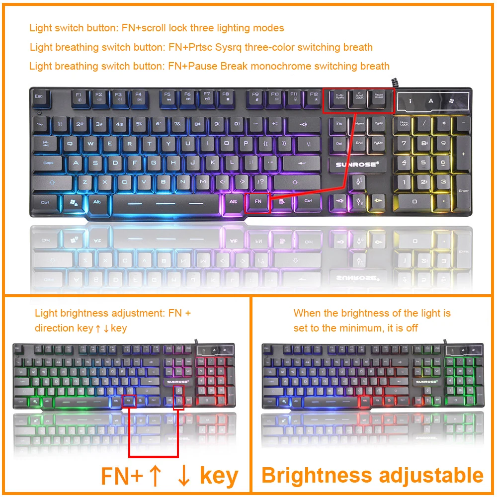 Игровая клавиатура имитация Механическая подсветка Pro Gamer Проводная с USB игровые