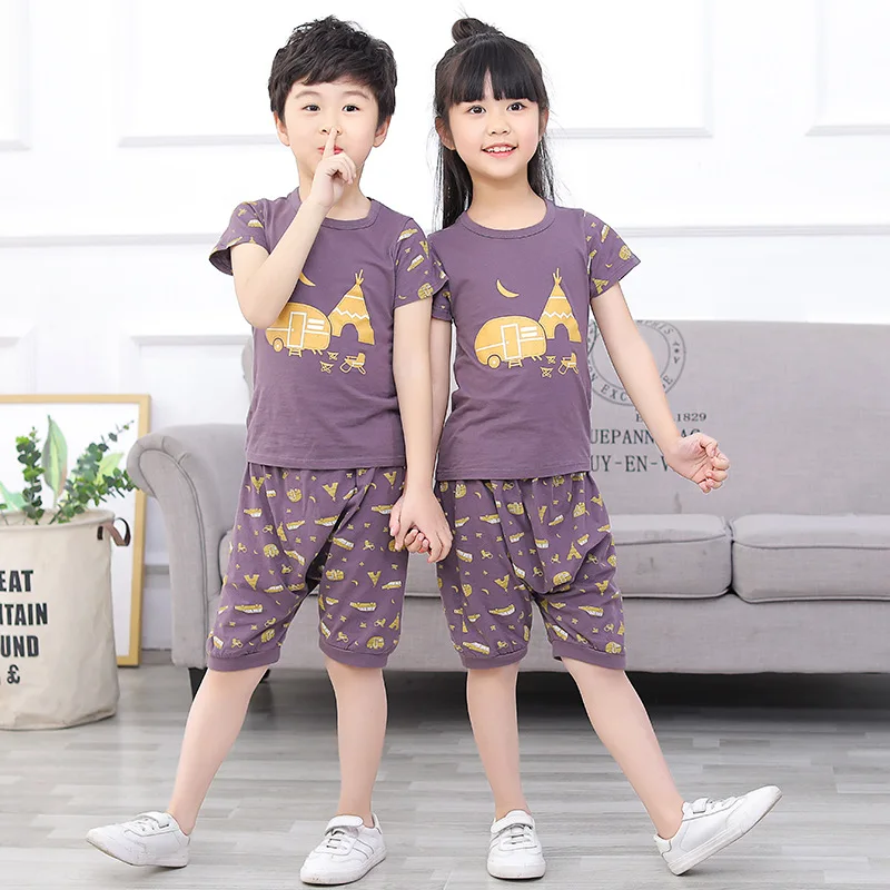 Детская одежда Повседневный Детский костюм с короткими рукавами брюки хлопковый