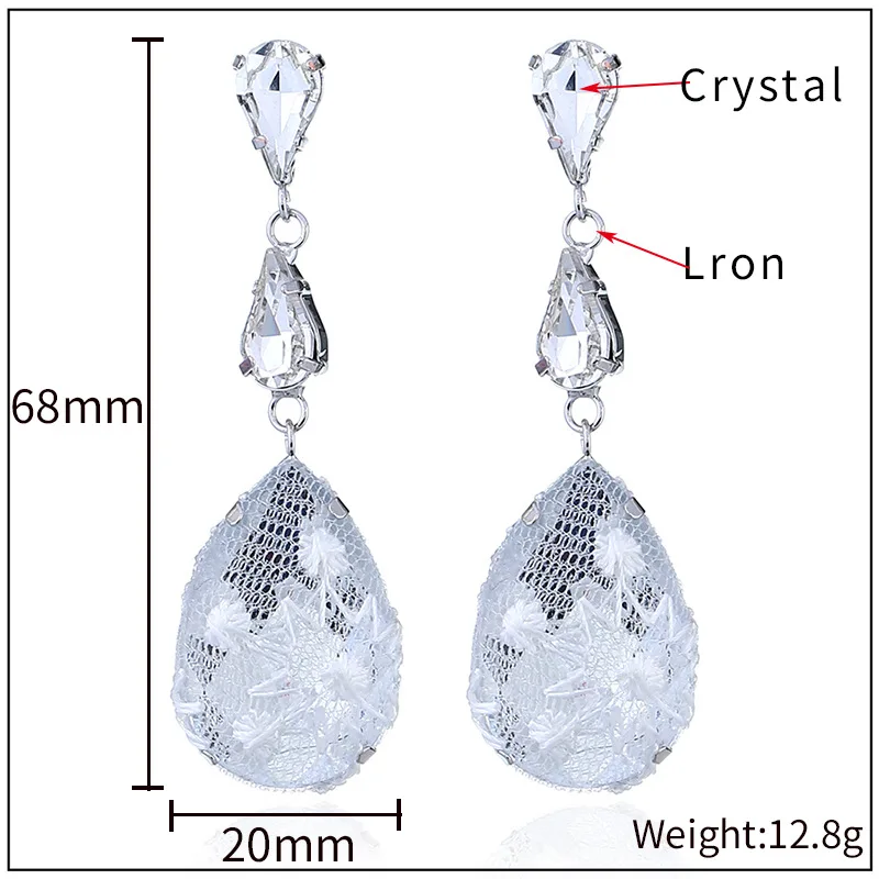 Женские серьги-капельки Swarovski 1 пара кружевных сережек с кристаллами