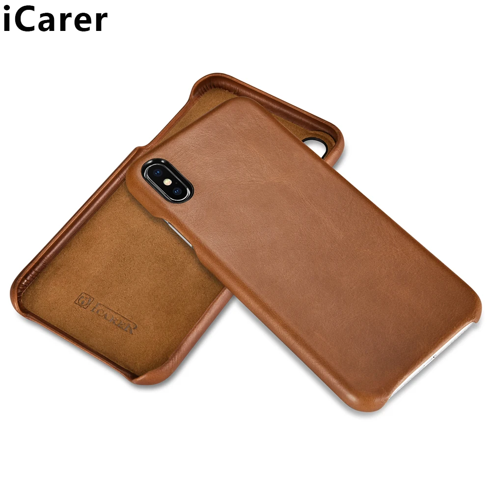 Оригинальный чехол icarer из натуральной кожи для iPhone XS MAX Винтажный задняя крышка
