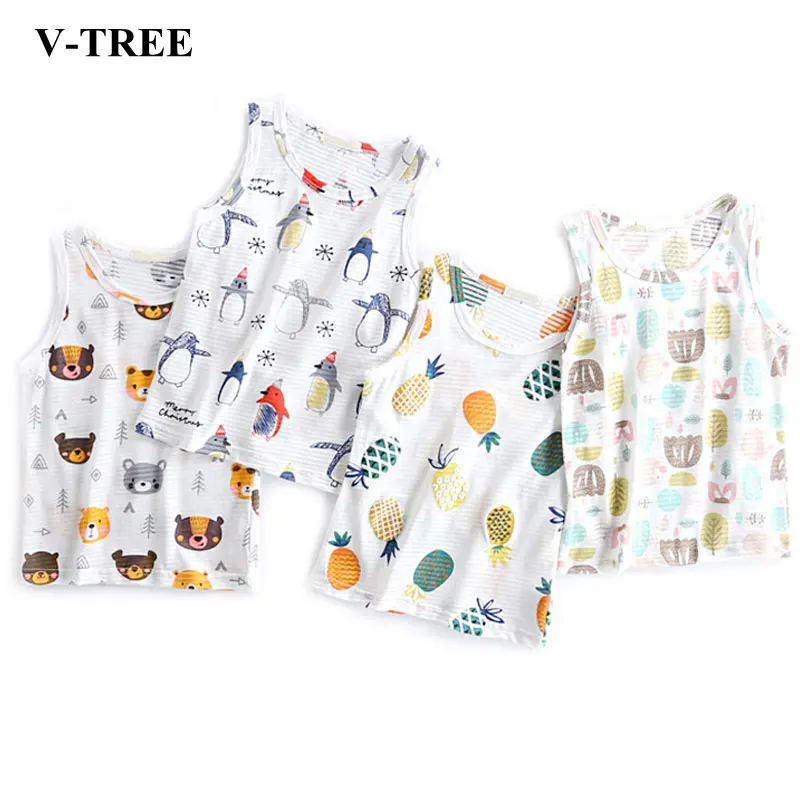 Летняя майка для девочек топы с мультяшным рисунком детское нижнее белье