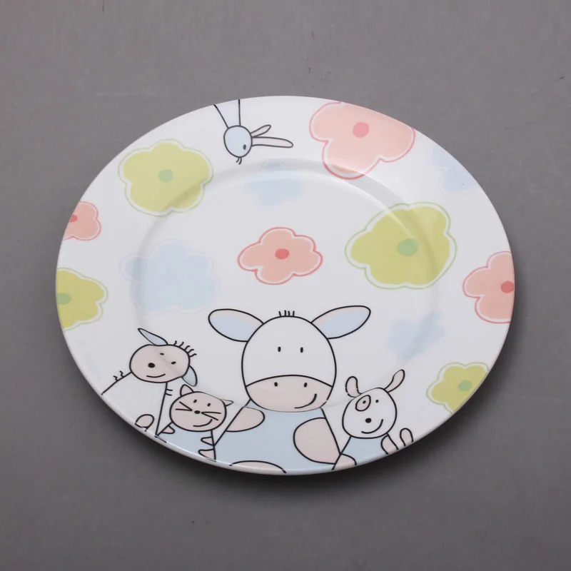 German children tableware export original single dish end of a donkey cartoon monkey pattern dessert fruit plate|plate chain|tableware boxplate white