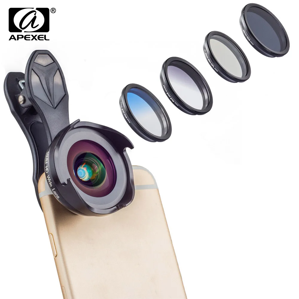 Объективы для мобильных телефонов APEXEL широкоугольный/макрообъектив с градовым