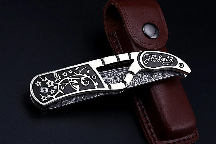 Новинка 2021 Бесплатная доставка дамасский тактический складной нож высокая