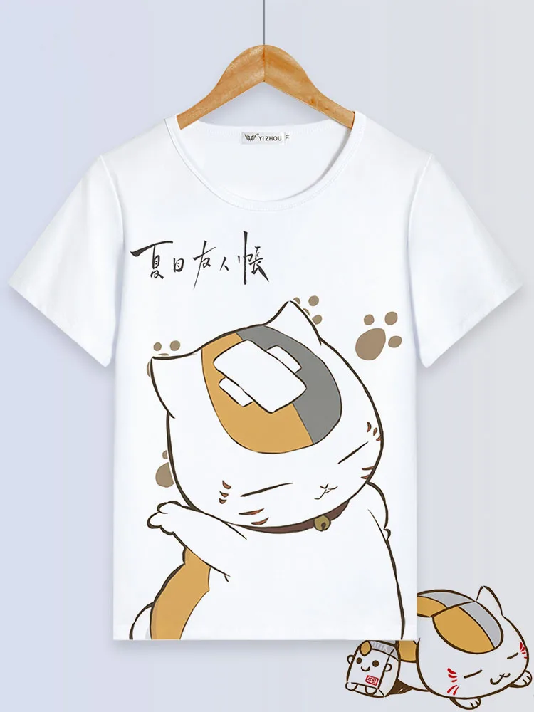 Футболка с изображением кошки Нацумэ аниме коротким рукавом | Мужская одежда