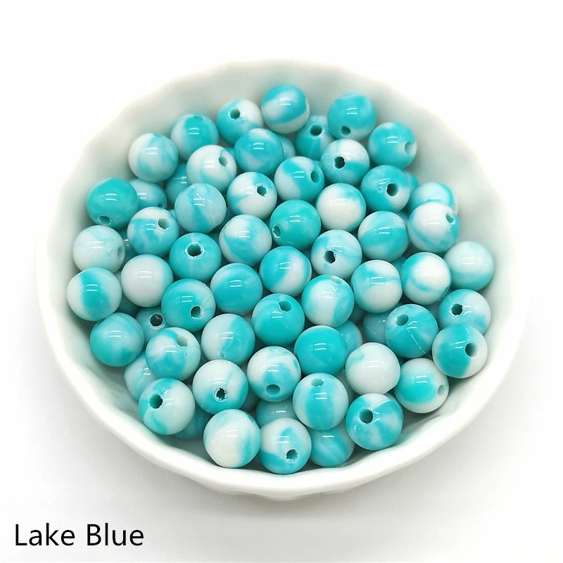 Lake Blue 50 шт 8 мм круглые бусины для изготовления ювелирных изделий Акриловые бусины разноцветные свободные бусины ювелирные изделия DIY Аксессуары# A16-26 - Цвет: Lake Blue
