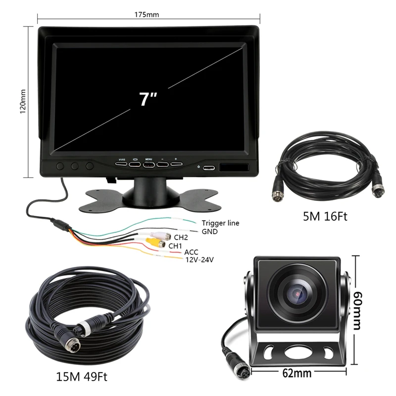 YuanTing 1080P ips видео рекордер " Сплит-экран монитор парковки AHD 4PIN DVR фронтальная камера заднего вида для грузовика RV автобуса