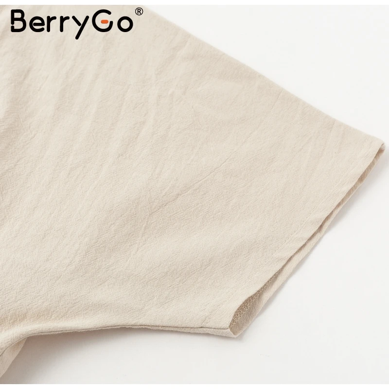 Berrygo винтажное повседневное летнее льняное платье с v-образным вырезом женское Хлопковое платье с короткими рукавами и пуговицами женское Короткое приталенное платье vestidos