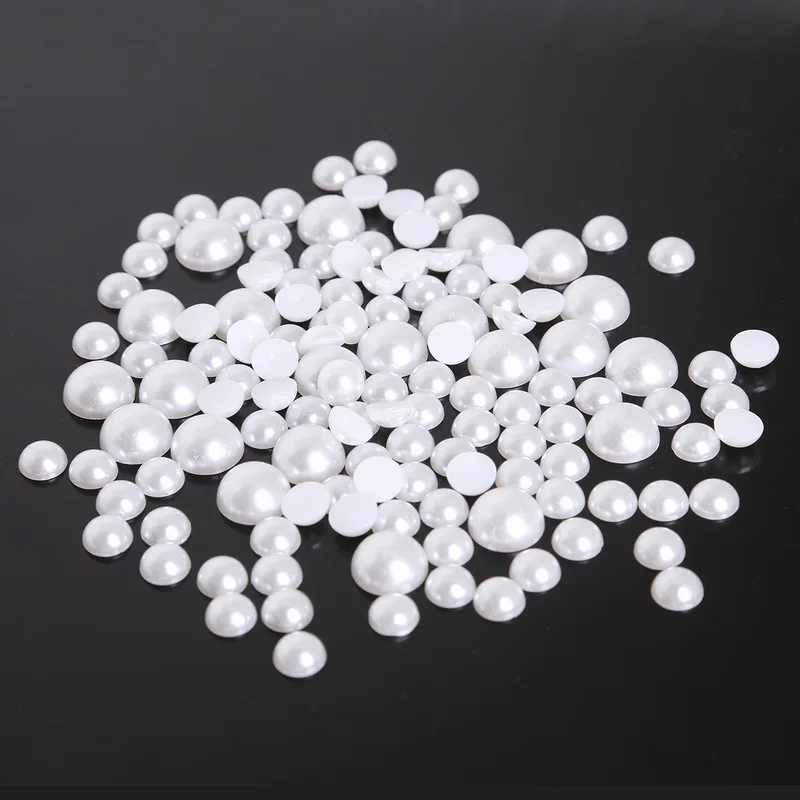 1 5 мм-14 мм Чистый белый полукруглые плоские с одной стороны из пластика ABS