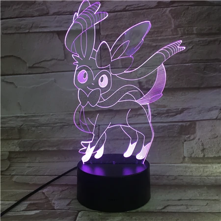 Sylveon Pokemon Go Sylveon рисунок детский ночник светодиодный сенсорный сенсор батарея Ночник подарок к празднику атмосфера Usb светодиодная 3D лампа Sylveon - Испускаемый цвет: Sylveon