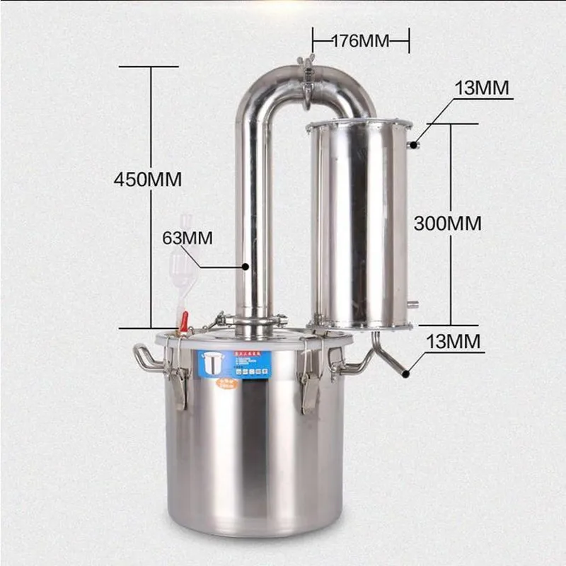 

20/70 L liters 5/18 Gal New Stainless Steel Home Pure Water Whiskey Alcohol Beer Distiller Wine Making Brew Kit