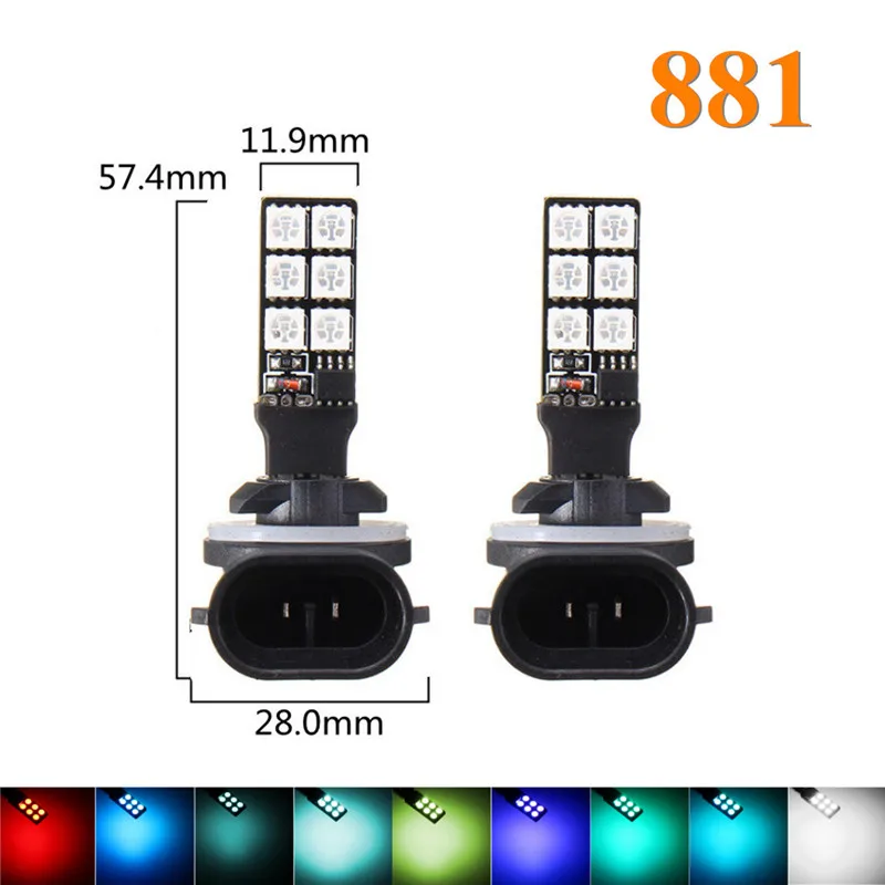 Синий 2X H1 H3 RGB беспроводной 5050 управление 12 SMD стробоскоп Led украшение DRL противотуманный светильник лампы Парковка дневные ходовые резервные лампы дистанционного управления - Испускаемый цвет: Синий