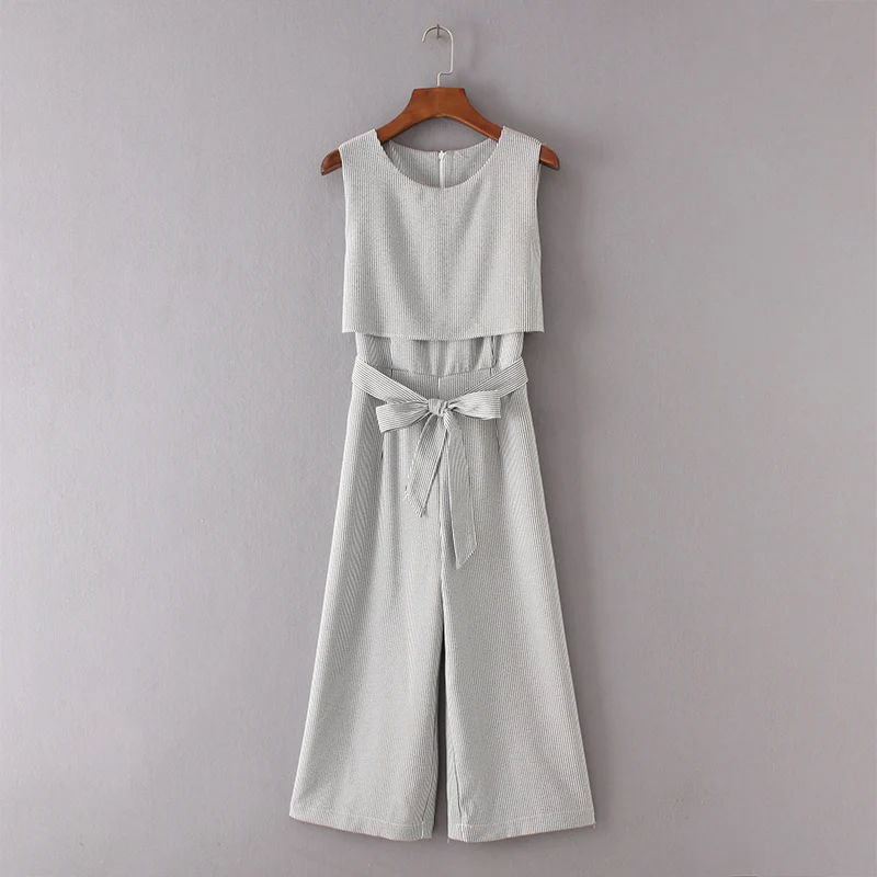 2018 летний женский уличный комбинезон без рукавов с круглым вырезом и высокой