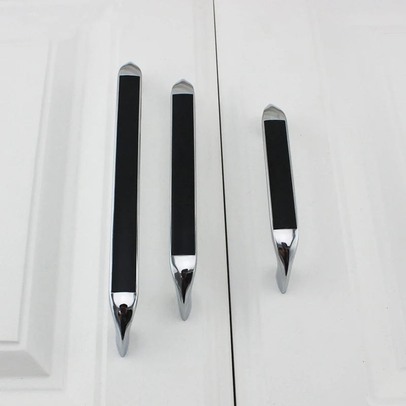 Современная простая дверная ручка для шкафа черная Хромированная вытягивания