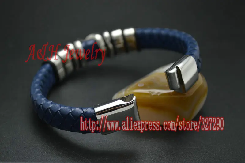 5 шт. новый дизайн синие браслеты из натуральной кожи 316L нержавеющая сталь X