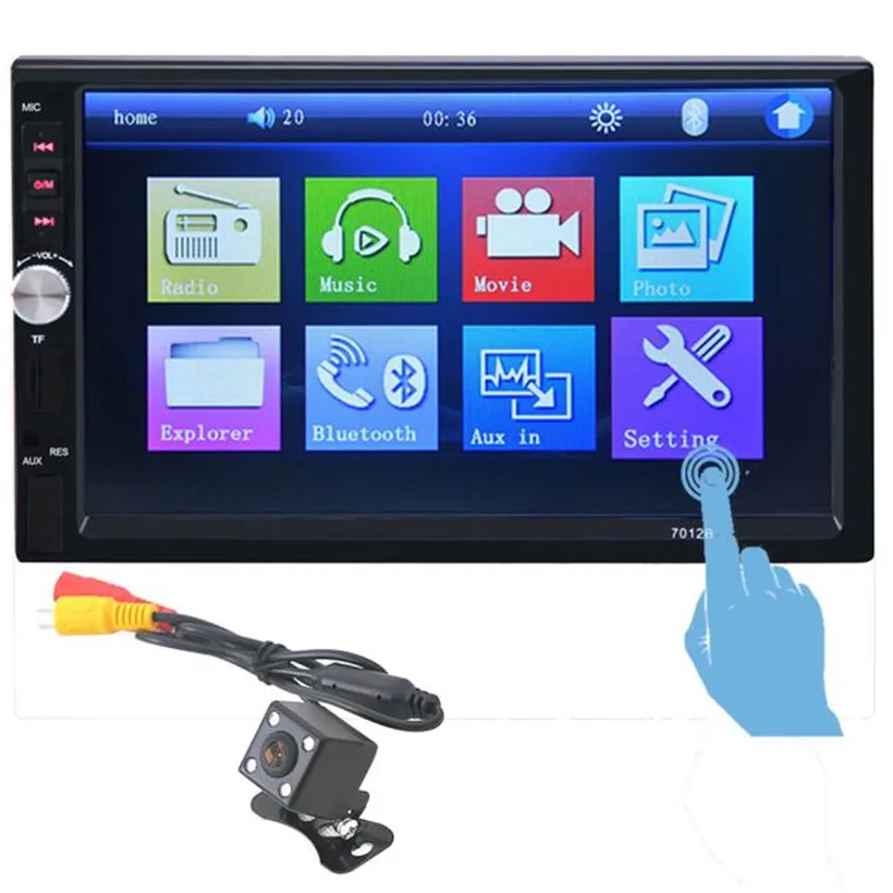 В тире Автомобильный сенсорный USB/SD/MP3/MP5 плеер AUX FM Радио Стерео Bluetooth двойной DIN+ камера Прямая поставка 0929