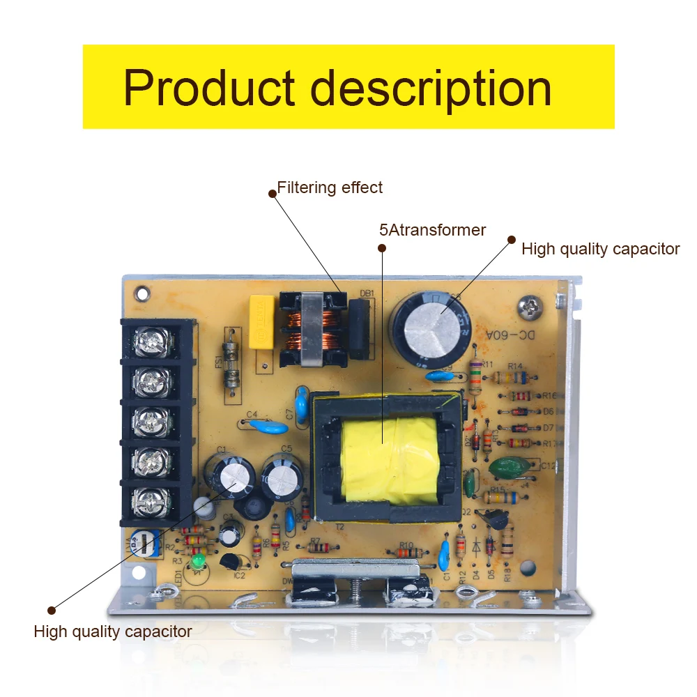 5A 60 Вт DC Мощность Трансформаторы 12 В AC100 240 S 120 светодиодный Drive switc Питание адаптер