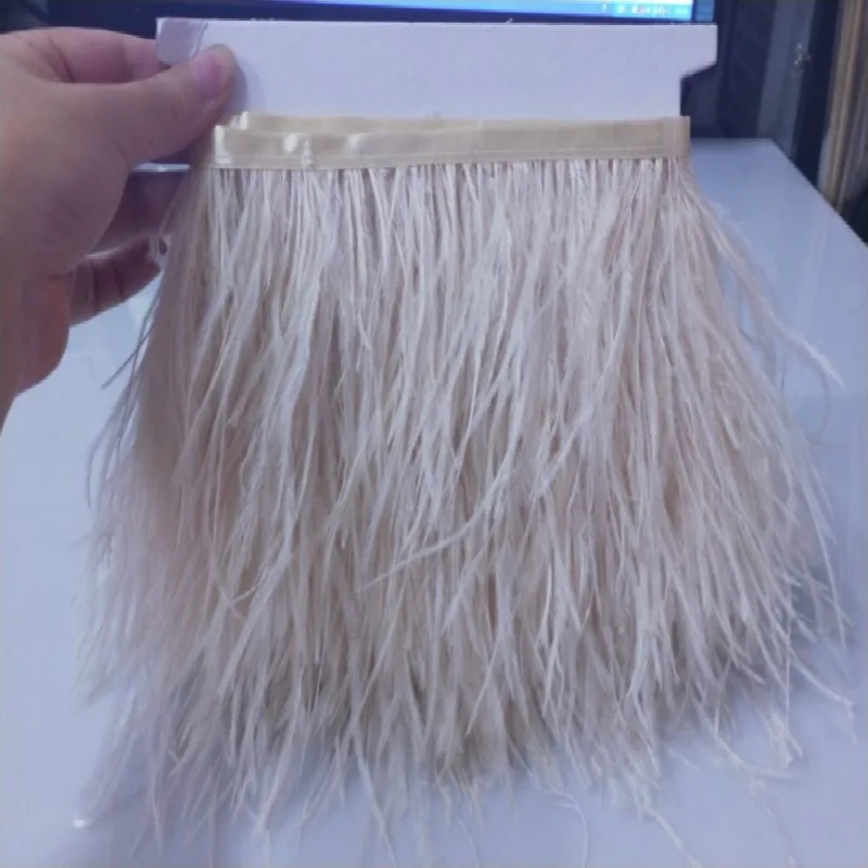 Флейта размером 10 15 см бежевая бахрома из страусиного пера|ostrich feather fringe|ostrich