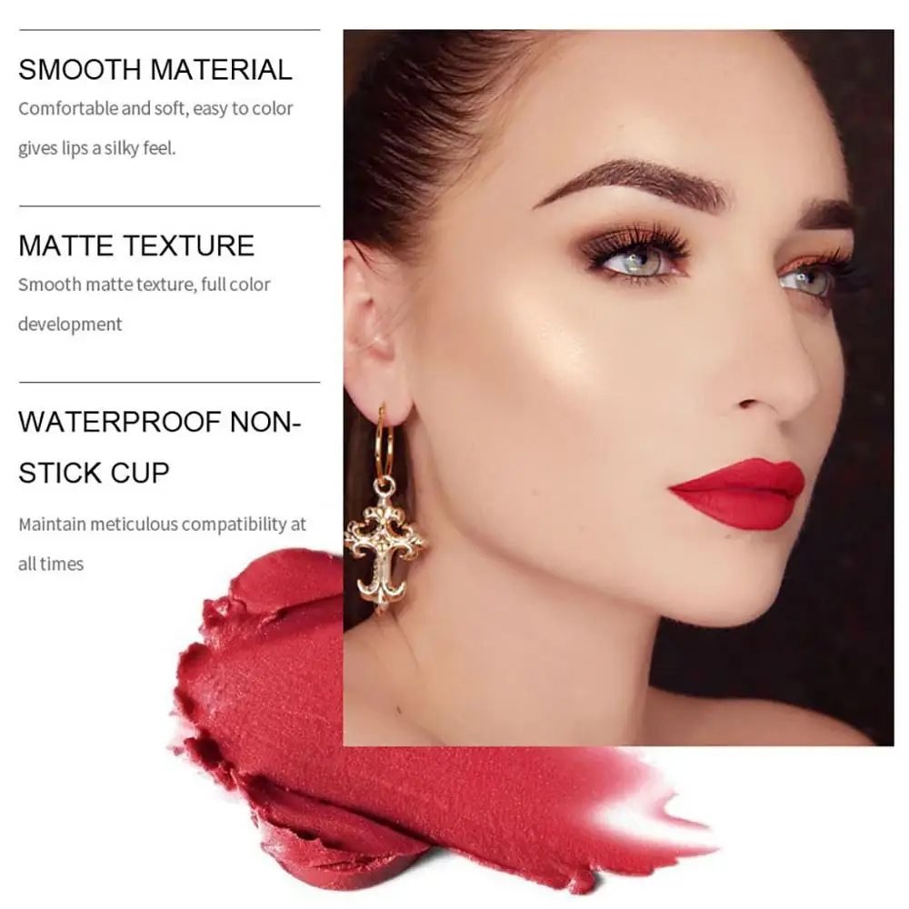 Милая Золотая губная помада красная кирпичная тетя Kissbeauty бархатная матовая