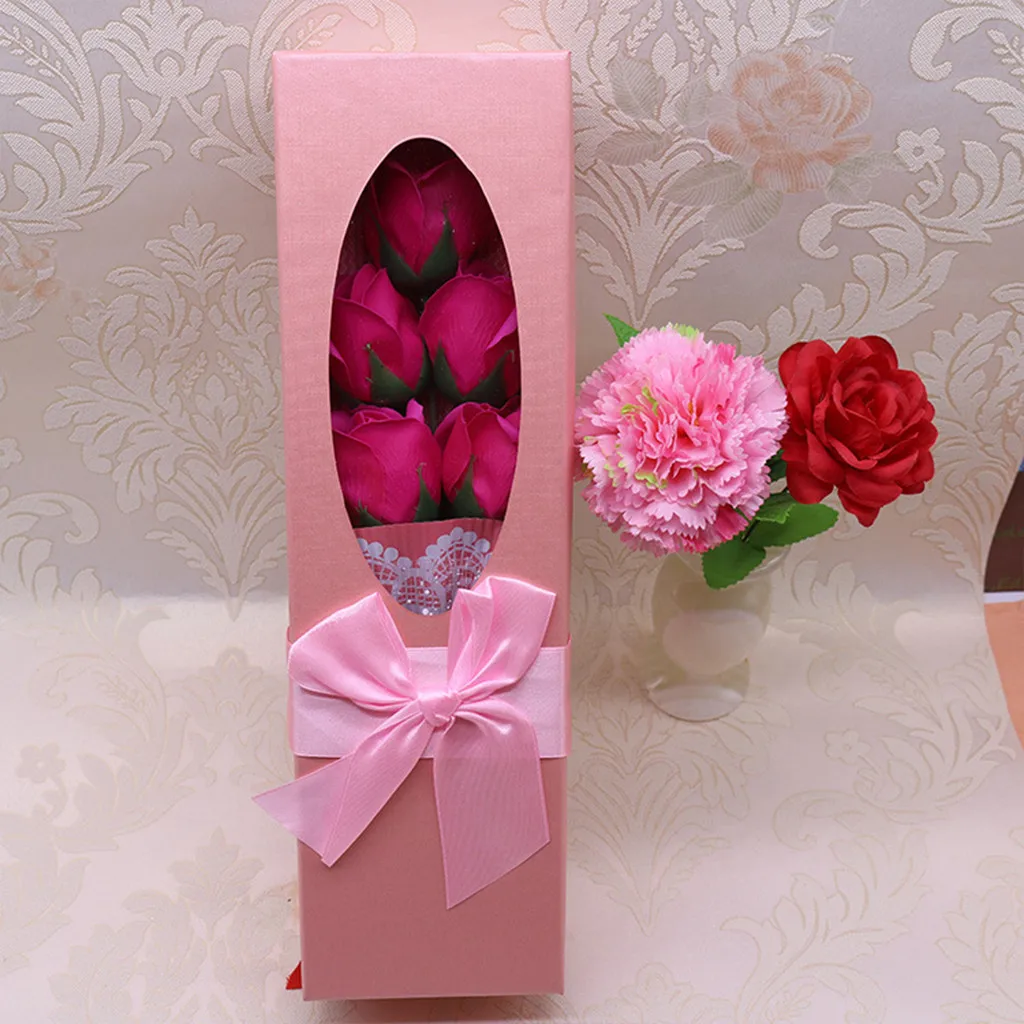 Подарочная коробка для цветочного букета с розовым мылом Дня матери свадебный